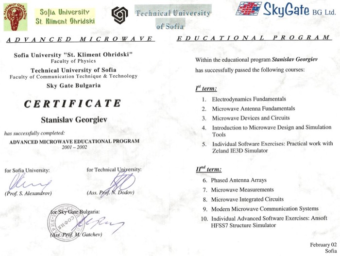 Preview of Sky Gate certificate